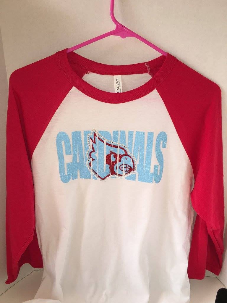 Sparkle and Bling WC Cardinals Baseball Sleeve T-Shirt